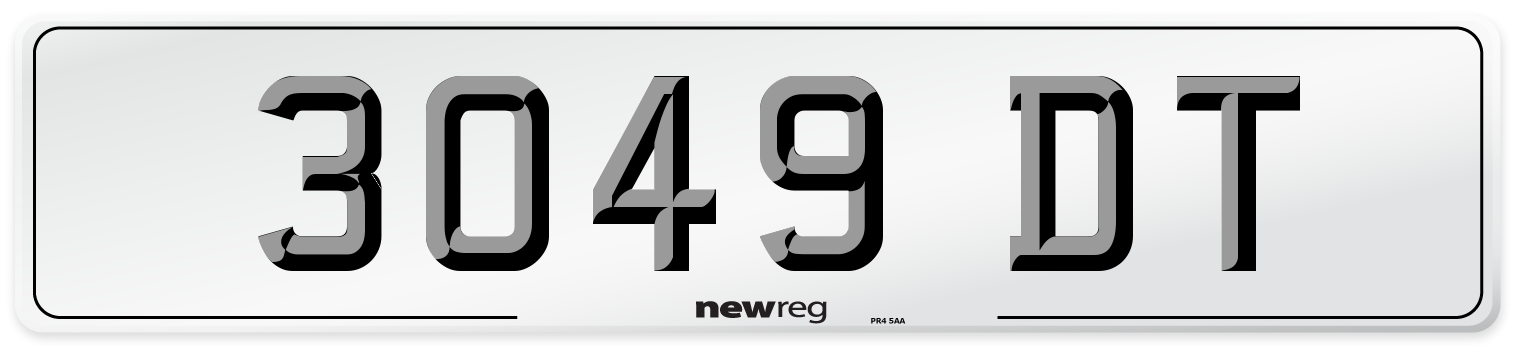 3049 DT Number Plate from New Reg